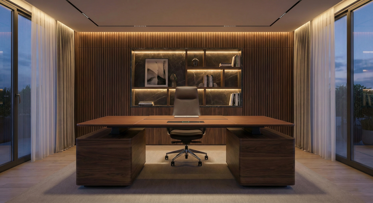 Home Office 3.0: O Planejado que une Ergonomia de Elite e Estética Executiva